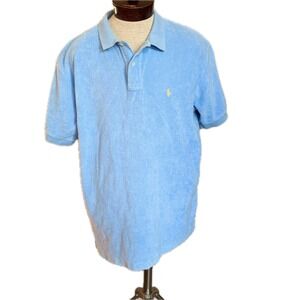 Polo Ralph Lauren Toweled Polo Shirt Heavy Cotton Logo Golf Men's Sz XXL Blue